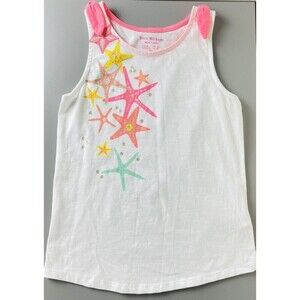 Isaac Mizrahi New York Girls White Tank Top Size M (7/8) Stars Glitter Colorful